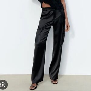 Zara satin effect cargo pants